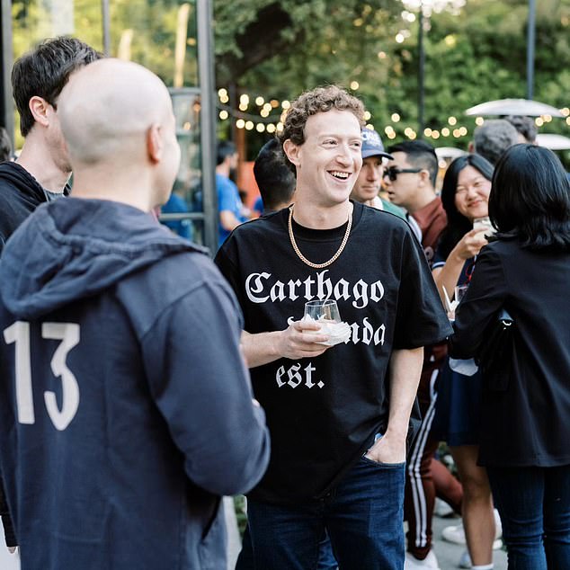 In May, the Facebook founder shared rare photos of his family and friends at the party on Instagram, wearing a black shirt that read 