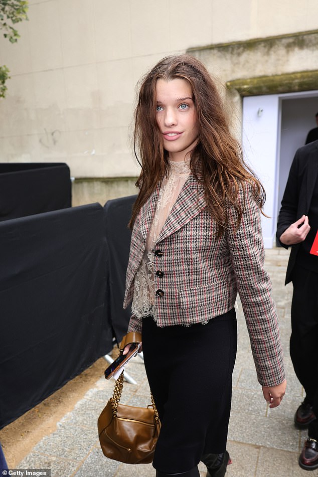 The 16-year-old actress embraced a stylish business look for the outing as she rocked a tweed tailored blazer jacket, a white lace top and a black skirt