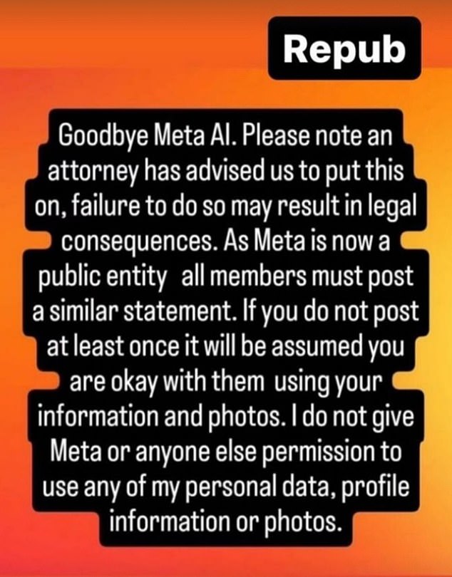 A hoax message is circulating on Instagram that claims to prevent Meta from using personal information