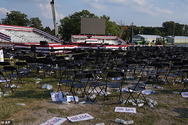 The aftermath of the Butler campaign rally after everyone had left the venue