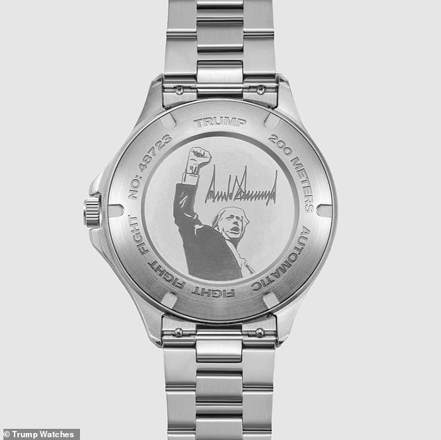 Some watches have a back with an image of Trump with a raised fist