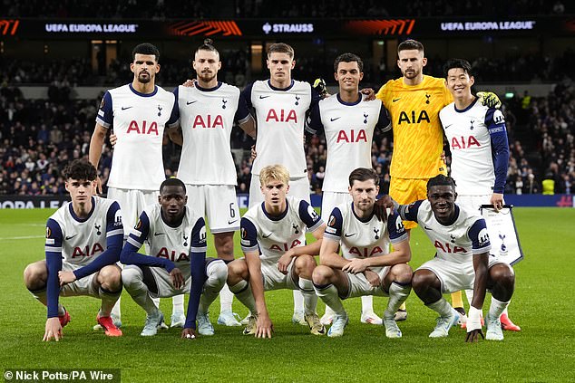 Bissouma (bottom right) started for Spurs in their UEFA Europa League match against Qarabag