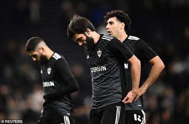 Qarabag's players missed several scoring opportunities against Tottenham on Thursday