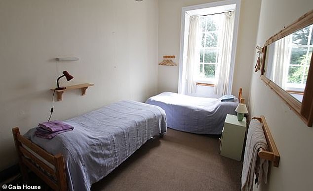 Caroline sleeps in a single room, but others sleep in shared double rooms (pictured) or a five-bed dormitory