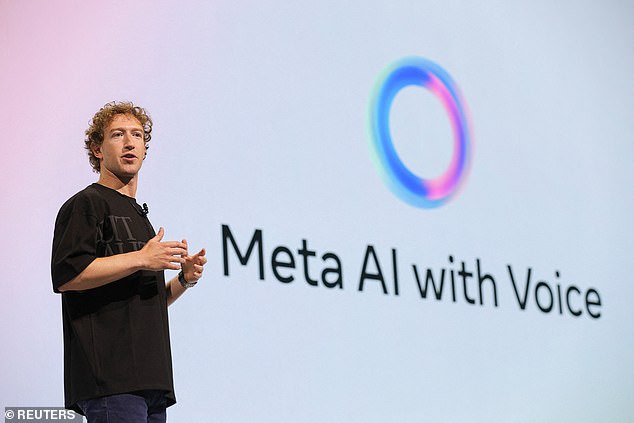 Meta's AI chatbot has been given a range of 'multimodal features', which Meta says makes it 'more fun, useful and capable'. In the photo: Mark Zuckerberg on the stage of Meta Connect