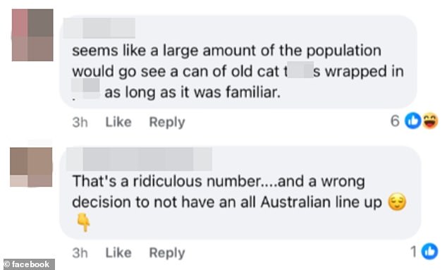 Followers flocked to the musician's comments to agree, with some saying hiring the international pop star for the AFL Grand Final was 'not great value for money'.