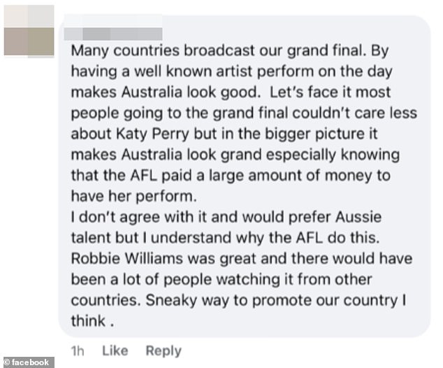 While many complained about the Australian dollars going to Katy for her upcoming performance, there were some who disagreed