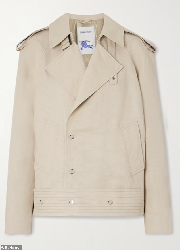 For comparison, the Burberry jacket (pictured) also has two pockets, shoulder and wrist loops, but only has two buttons on the front and three on the bottom