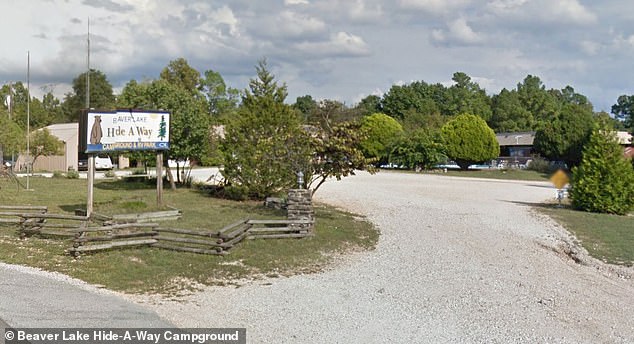 The couple stayed at a campground near Beaver Lake, Arkansas