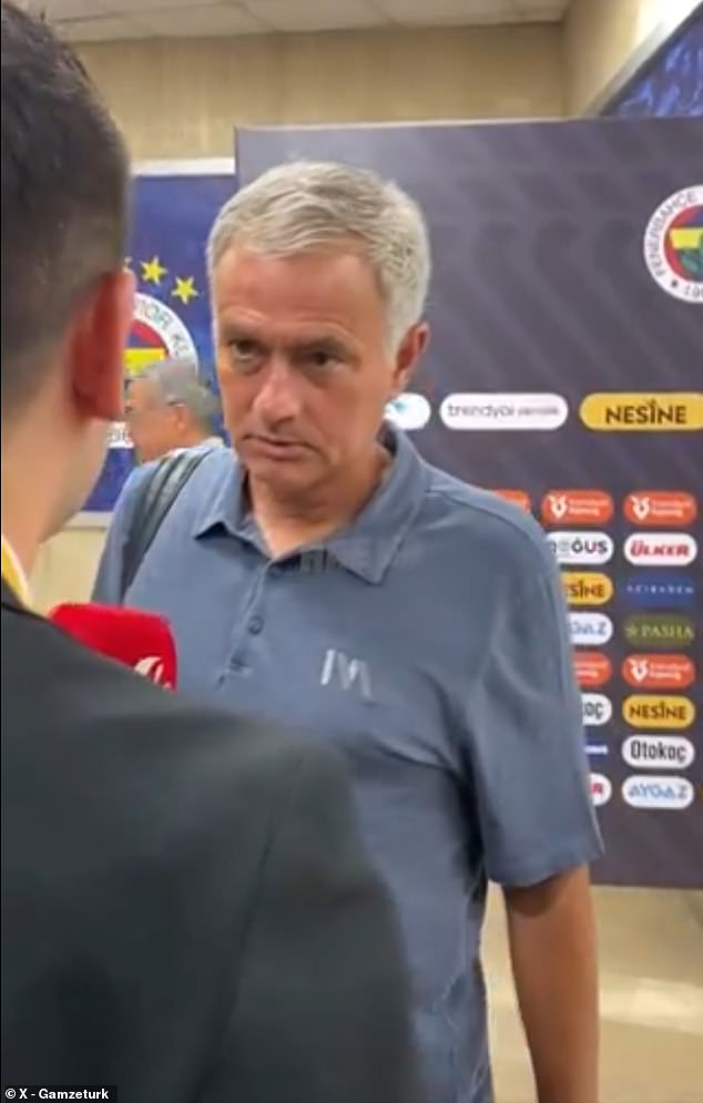 Mourinho stormed away from a reporter after being shown the photo in the mixed zone