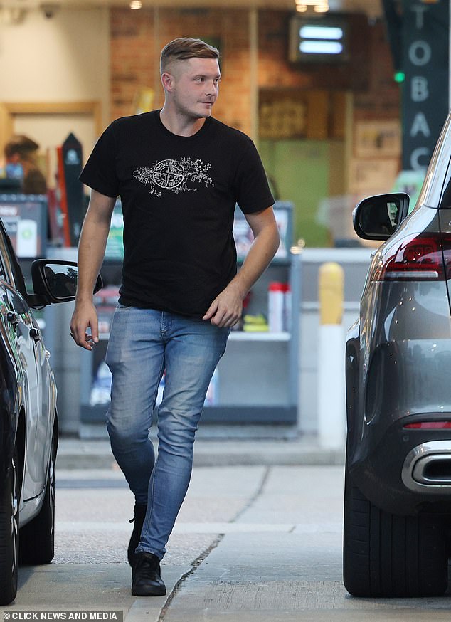 Will, who was carrying a bag of items from M&S, wore a black graphic T-shirt, jeans and trainers