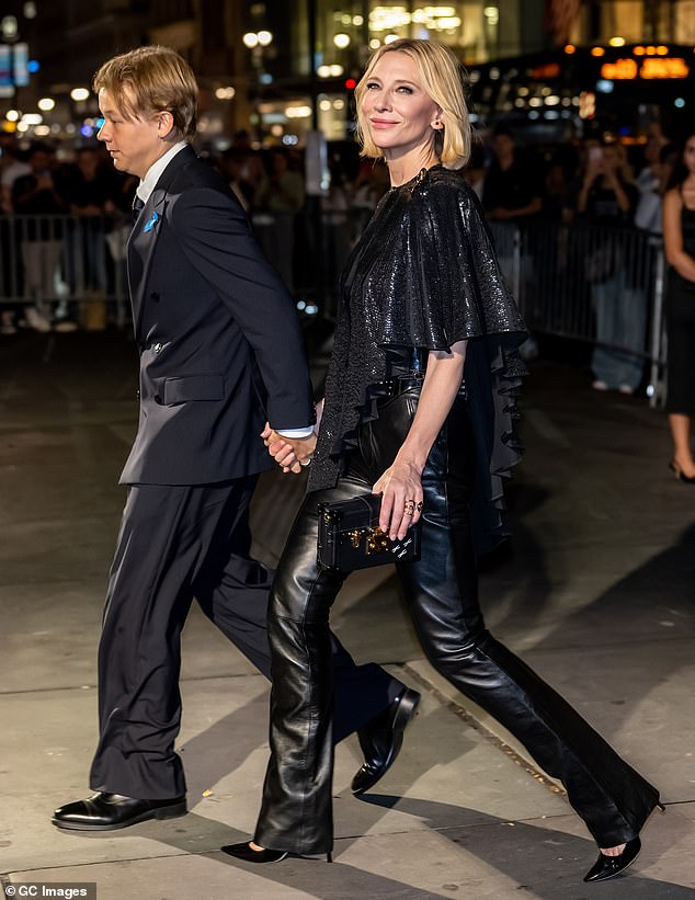 The actress, 55, chose her eldest son Dashiell, 22, as the pair dressed up for the glamorous evening