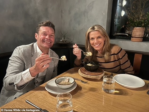 Vanna White addresses rumors that she 'doesn't jive' with Seacrest by sharing a photo of the two having dinner together as friends off camera