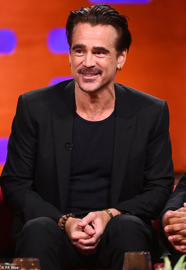 Colin Farrell opened up about his difficulties playing Batman character The Penguin (right) and admitted he is shallow and insecure during an appearance on The Graham Norton Show