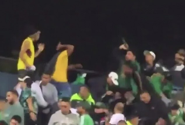 Some supporters appeared to use sharp objects such as knives in the horrific brawl