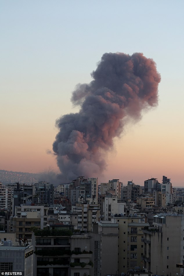 Huge clouds of smoke towered over Beirut this afternoon