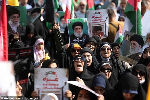 In the capital, citizens marched to Inqilap Square after Friday prayers at Tehran University with banners in support of the Palestinians and Lebanon