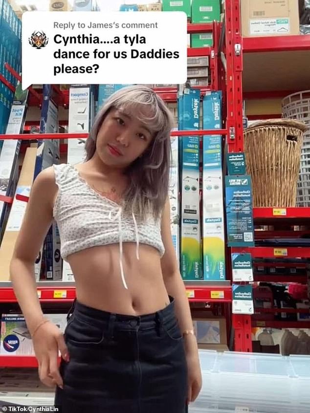 Bunnings is said to have taken the drastic step after customers filed complaints about Ms Lin (pictured Ms Lin filming a video in a Bunnings store)