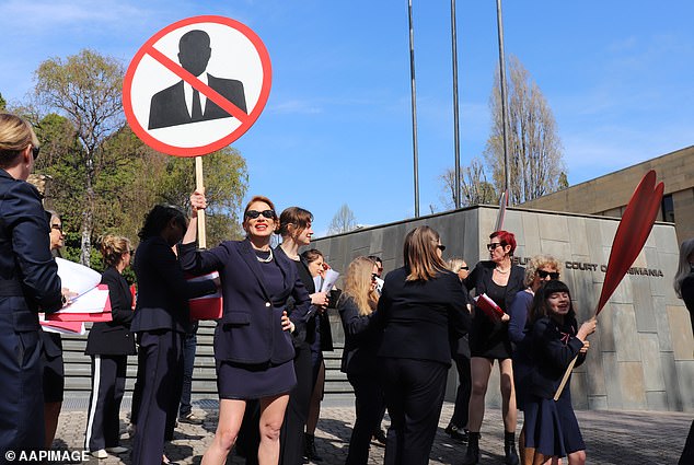 Ms Kaechele (pictured outside the Supreme Court on Friday) is now legally able to reopen MONA's Ladies Lounge, but has remained tight-lipped on her plans for the future