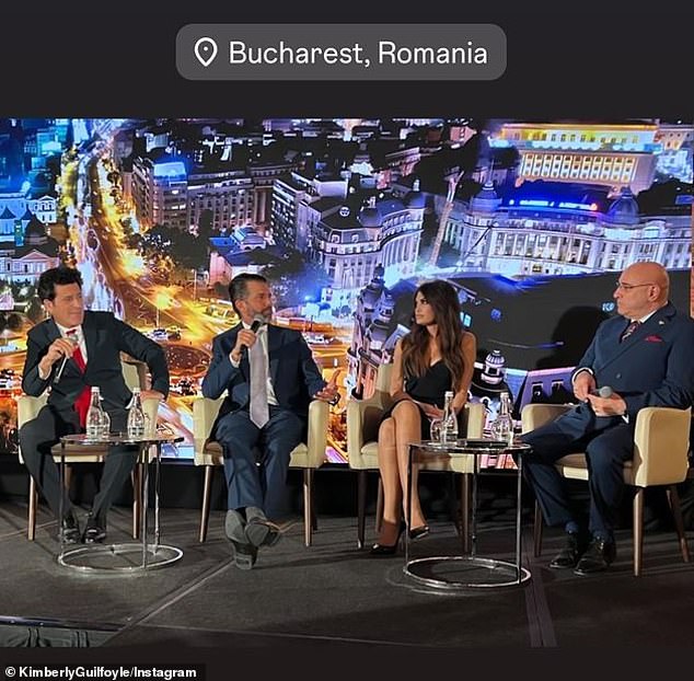 The former Fox News host and Trump adviser took the stage with Don Jr in Bucharest on Wednesday during a 'Trump Vision 2025' conference