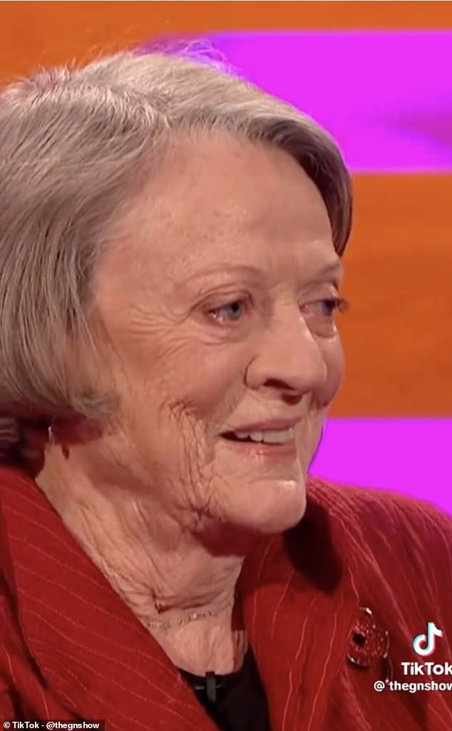 When asked by the host if she was happy that Downton Abbey was over, Maggie replied: 'No, I really am. To be honest, she was about, by the time we were done she must have been a hundred and ten, so I couldn't just keep going on and on' - while also revealing she had never looked at it