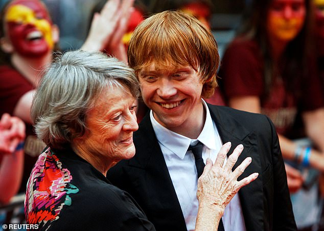 Dame Maggie starred as Professor Minerva McGonagall in the Harry Potter franchise, while Rupert played Ron Weasley (pictured at a 2009 premiere)