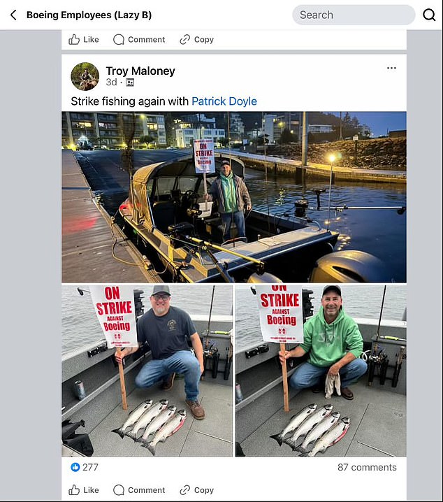 Nice catch: Other striking workers posted about bringing in salmon on a Facebook site for striking workers