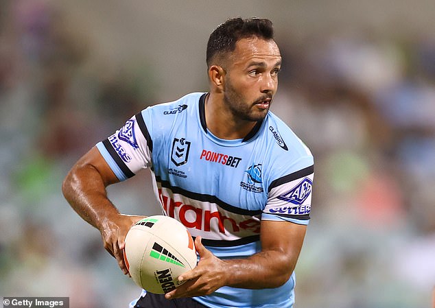 Sharks star Braydon Trindall's mother has reportedly been attacked in a Dubbo pub. Her son (pictured) will take on Penrith on Saturday evening for a place in the NRL grand final