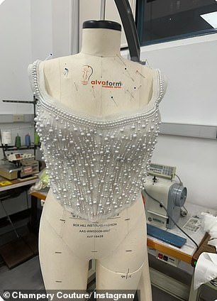 Pictured: the dress in the early stages of development