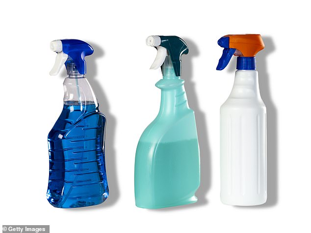 He explained that antibacterial cleaners such as 'Lysol' contain pesticides – adding that spraying them in your home can lead to a variety of health problems (stock image)