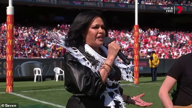 Christine (pictured), 54, and her daughter Zipporah, 22, wowed 100,000 fans at the MCG as they performed a breathtaking rendition of the singer's 1995 ode to life in Australia