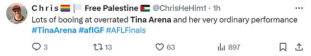 But many viewers were unimpressed by Tina's very brief appearance on stage, even going so far as to say she was worse than Meat Loaf in a savage dig.