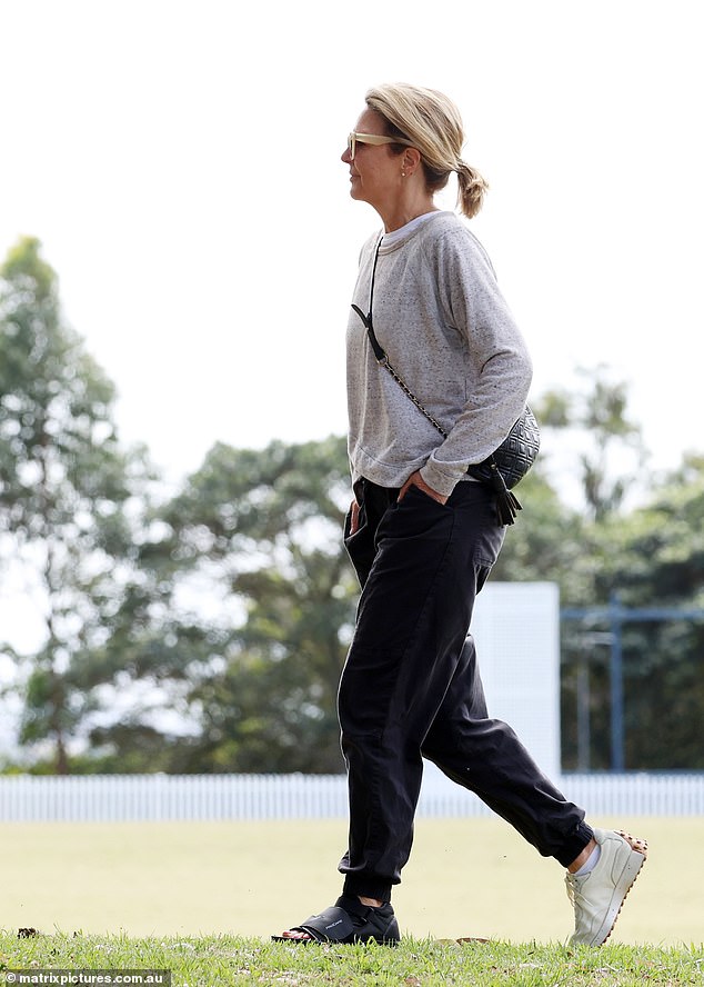 The Perth-born journalist wore her blonde hair tied in a ponytail and highlighted her natural beauty by going makeup-free during the outing