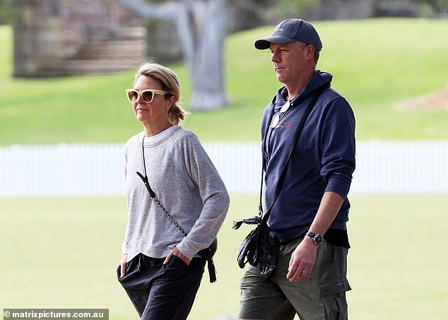 Gardner appeared engrossed in conversation with her husband Tim as she enjoyed a sunny day out in Sydney's affluent area