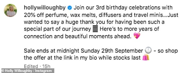 Following the swipe, Holly took to Instagram to celebrate the third anniversary of her wellness company Wylde Moon, as she shrugged off the recent drama