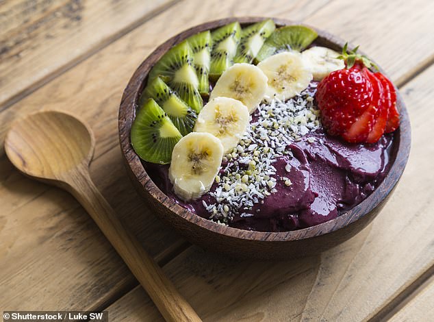 Acai is made from berries native to Brazil, which are mixed in powder form with frozen fruit to make a desert-like ice cream, but 'healthier' (stock image)