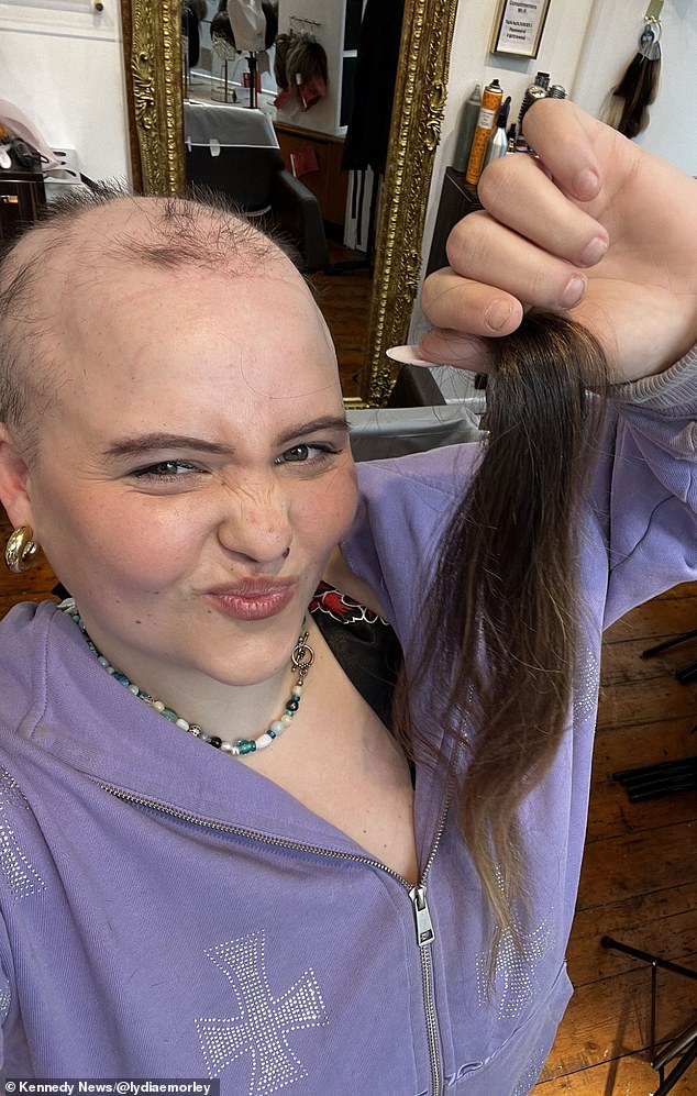 Lydia said she felt more confident after shaving off her hair and donating the locks to charity