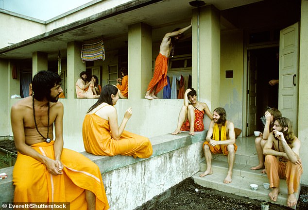 Pictured: Sannyasins in their orange robes