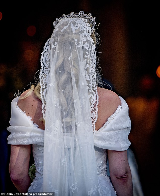 Princess Theodora wore a beautiful, embroidered veil at her wedding in Athens on Saturday