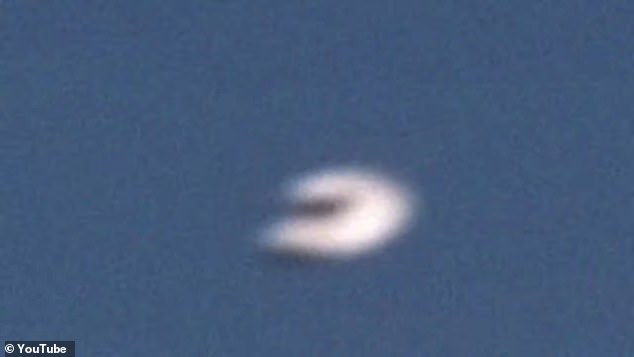 This is a photo of an alleged UFO that some on social media say resembles the horseshoe-shaped spacecraft that was shot down in the Yukon Territory. This photo is from an alleged UFO sighting video that is 12 years old