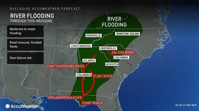 This graph shows the areas that are more susceptible to flooding this weekend