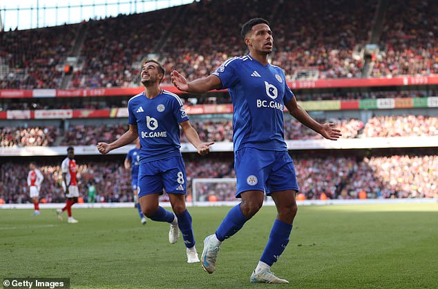 Both of Leicester's goals at the Emirates Stadium were scored by full-back James Justin (right)