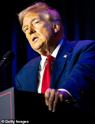 Republican presidential candidate, former US President Donald Trump addresses attendees during a campaign rally in Prairie du Chien, Wisconsin on September 28, 2024