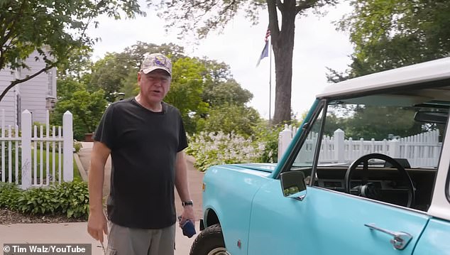 The 60-year-old governor of Minnesota is seen working on his light blue 1979 International Harvester Scout in a nearly three-minute video.