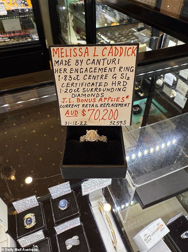 The custom ring was purchased by the Jewelery Library in the Blue Mountains village of Blackheath in late 2022 and was valued at more than $70,000.