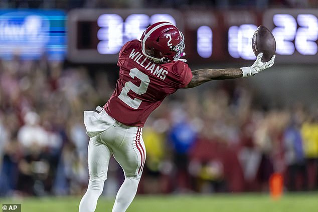 Ryan Williams makes one of his six catches for 177 yards on Saturday in Tuscaloosa