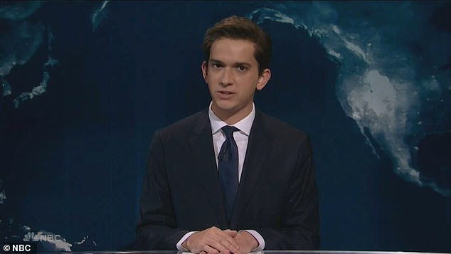 The broadcast featured Andrew Dismukes as news anchor David Muir who made a joke about the ABC News debate being 