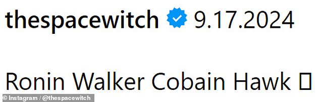 Cobain notably incorporated her famous last name into her newborn son's full name