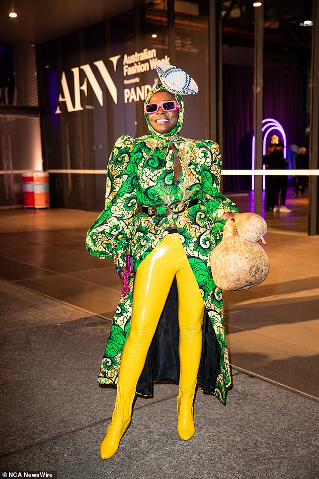 Suzan's towel outfit came a day after she attended Australian Fashion Week with a bizarre, dried-out pumpkin instead of a handbag