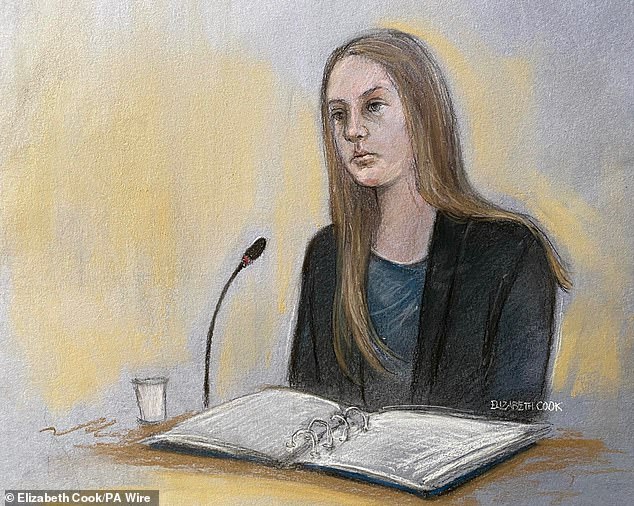 A photo of a court artist from Letby giving evidence at Manchester Crown Court in June this year